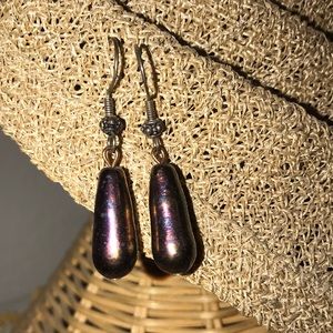 925 Sterling Silver iridescent Drop earrings